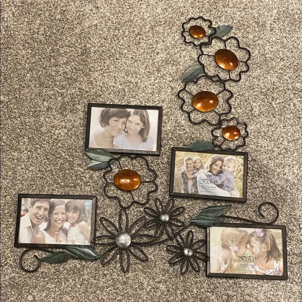 Fetco Jardana Decorative Floral Photo Frame with Orange and Silver Accents.